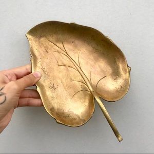 vintage brass leaf dish